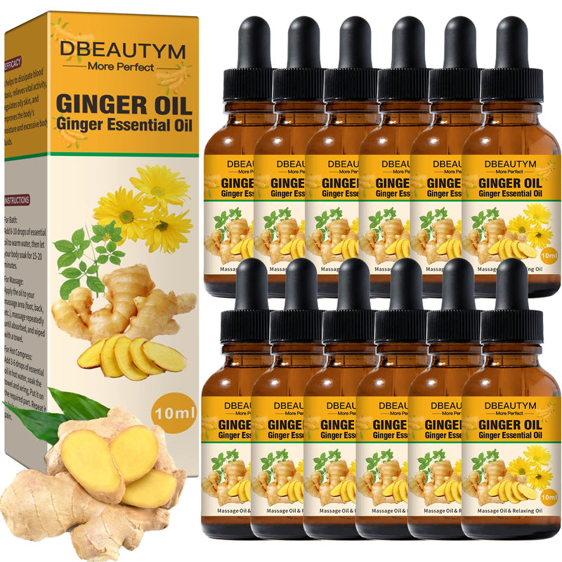 12 Pack Ginger Oil Lymphatic Drainage Massage Oil, Vitamin E Oil For Skin, Belly Lymphatic Drainage Ginger Oil -Arnica Ginger Oil for Lymphatic Drainage,Warming Sore Muscle Massage Oil Plant Aroma Oil - NewNest Australia