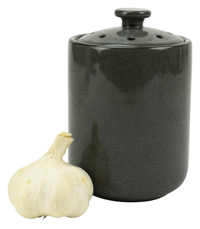 Stoneware Garlic Keeper Canister, Grey Reactive Glaze Reactive Glaze Grey - NewNest Australia