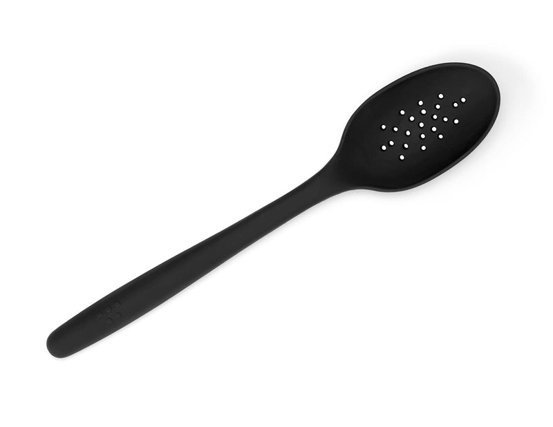 Misen Silicone Slotted Spoon - Slotted Spoons for Cooking - Large Heat Resistant Kitchen Spoons - 12 inch - Black - NewNest Australia