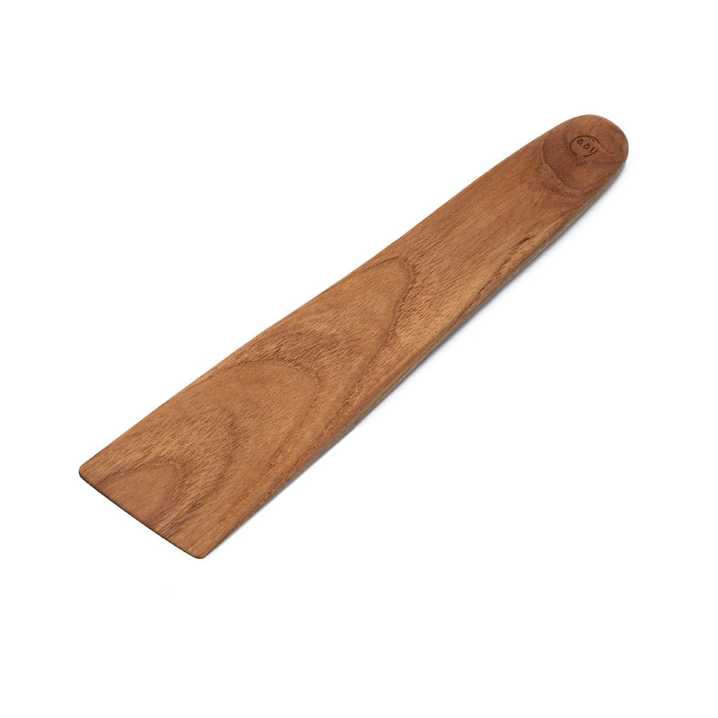 FAAY 10" Flat Wooden Spatula for Cast Iron, Egg Flipper, Pan Scraper, Handcraft from High Moist Resistance Golden Teak for Non Stick Cookware (10") 10" - NewNest Australia