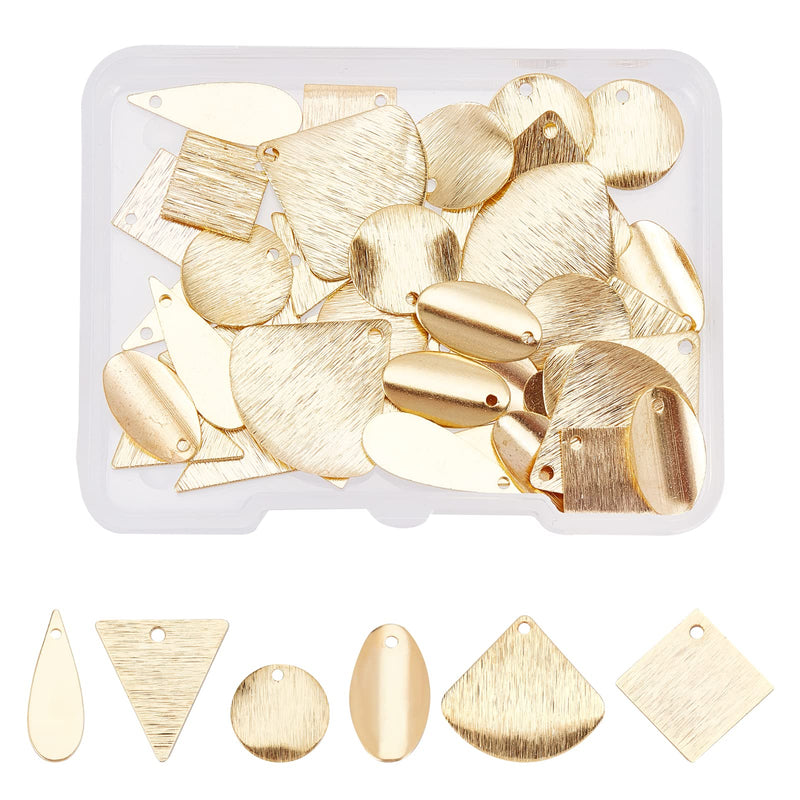 SUPERFINDINGS 48Pcs 6 Styles Brass Pendants Charms Real 24K Gold Plated Brass Blank Charms Triangle Oval Square Fan Blank Stamping Tag Pendants for Bracelet Necklace Jewelry DIY Craft Making 48pcs 6 Style - NewNest Australia