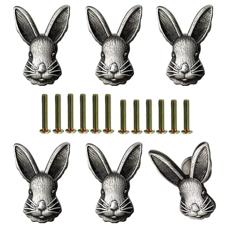 6 Pcs Animal Knobs Dresser Drawer Knobs Cabinet Handle Decorative Single Hole Pulls Antique Dresser Knobs Home Furniture Door Handle(Rabbit) Rabbit - NewNest Australia
