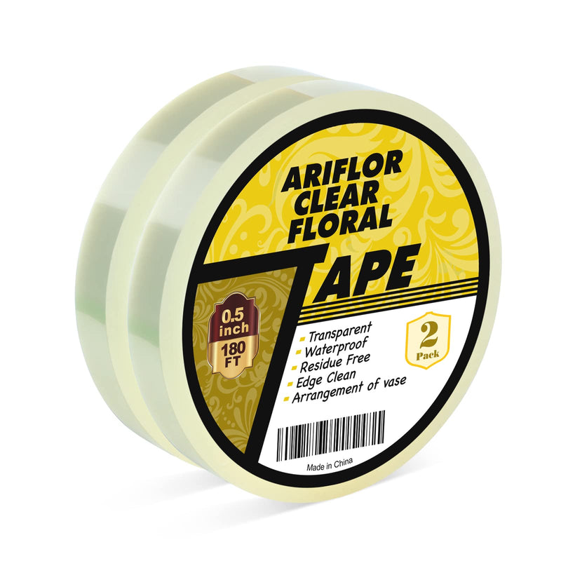 ARIFLOR 2Packs Clear Floral Tape - 1/2" Wide Floral Vase Tape, Clear Waterproof Floral Tape for Fresh Flower Bouquets and Flower Arrangements Crafts (0.5inch*2Packs) 0.5inch*2Pack - NewNest Australia