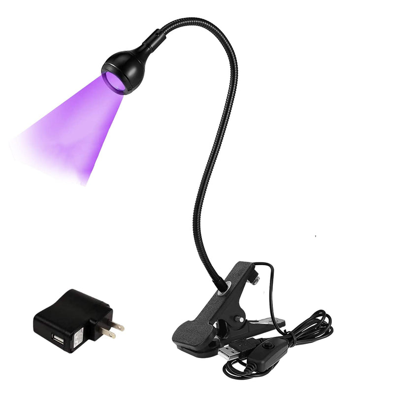 UV LED Black Light with Gooseneck,Clamp and US Power Adapter,Black Light Lamp for Blacklight Poster, Blacklight Party, Ultraviolet Curing Lamp for Fluorescent Paint Black - NewNest Australia