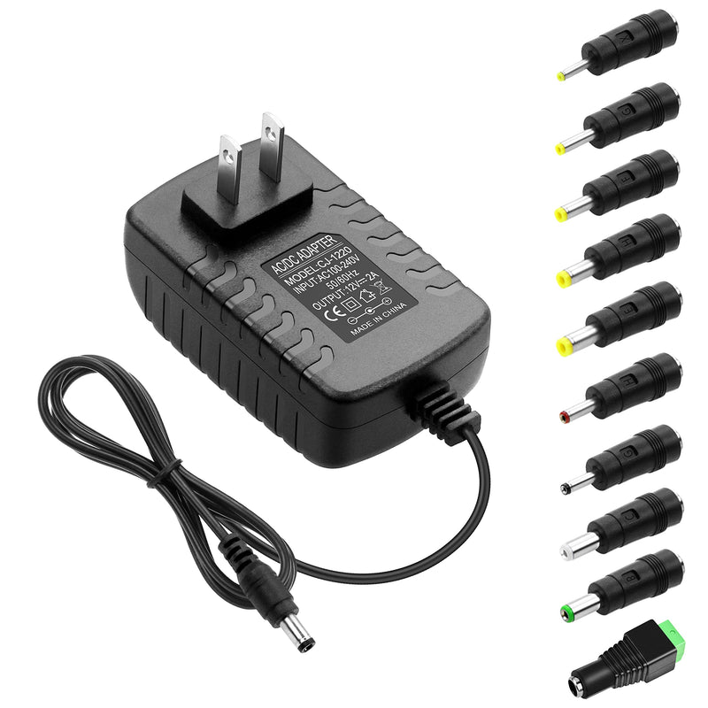 ALITOVE 12V 2A Power Supply Adapter DC 12 Volt 24W 2000mA 1.8A 1.5A 1.2A 1A Power Converter Transformer with 5.5x2.5 5.5x2.1 5.5x3.0 5.5x1.7 4.8x1.7 4.0x1.7 3.5x1.35 3.0x1.1 2.5x0.7 6.3x3.0 10 Tips - NewNest Australia
