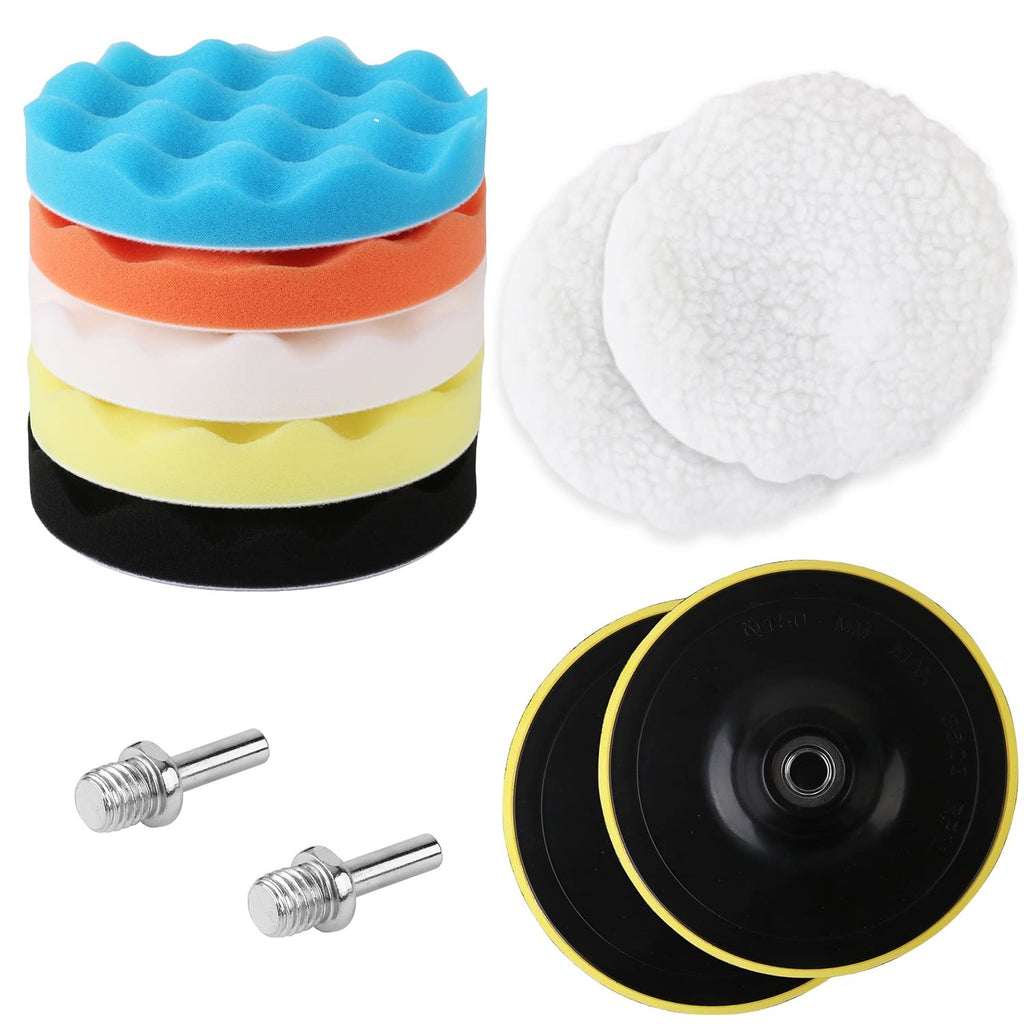 HORUSDY 11 Pcs 6 Inch Buffing Pads and Polishing Pad Kit, Wool Buffing Pad, Polishing Buffing Wheel with M14 Drill Adapter - NewNest Australia