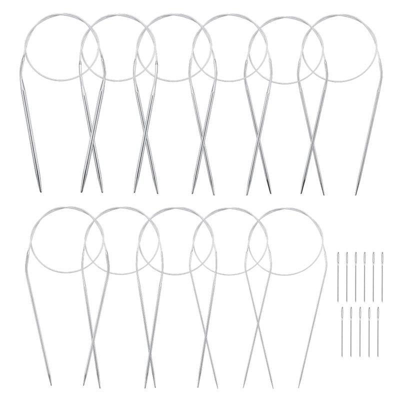 Stainless Steel Circular Knitting Needles Set 24 Inch for Beginners Adults, 11 Round Metal Knitting Needles with Magic Loop, 11 Sizes 1.5-5mm Double Pointed Flexible Weaving Needles for Sweaters, Hat - NewNest Australia