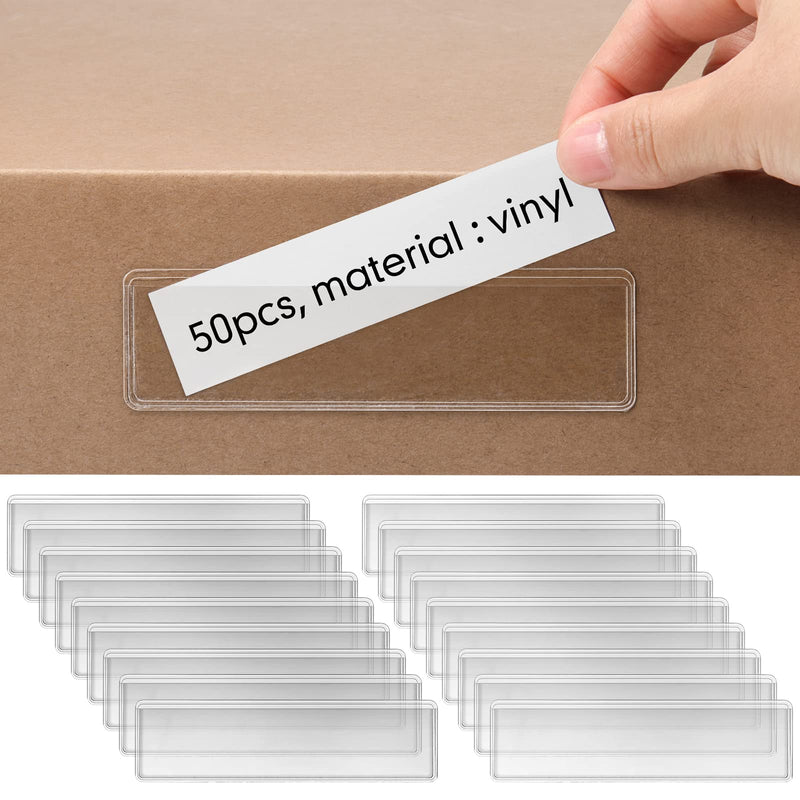 Label Holders Adhesive Shelf Tag Clear Pockets Holder 1.2 x 4.3 Inch for Bookshelf Mailbox Business Students (50 Pack) 50 - NewNest Australia