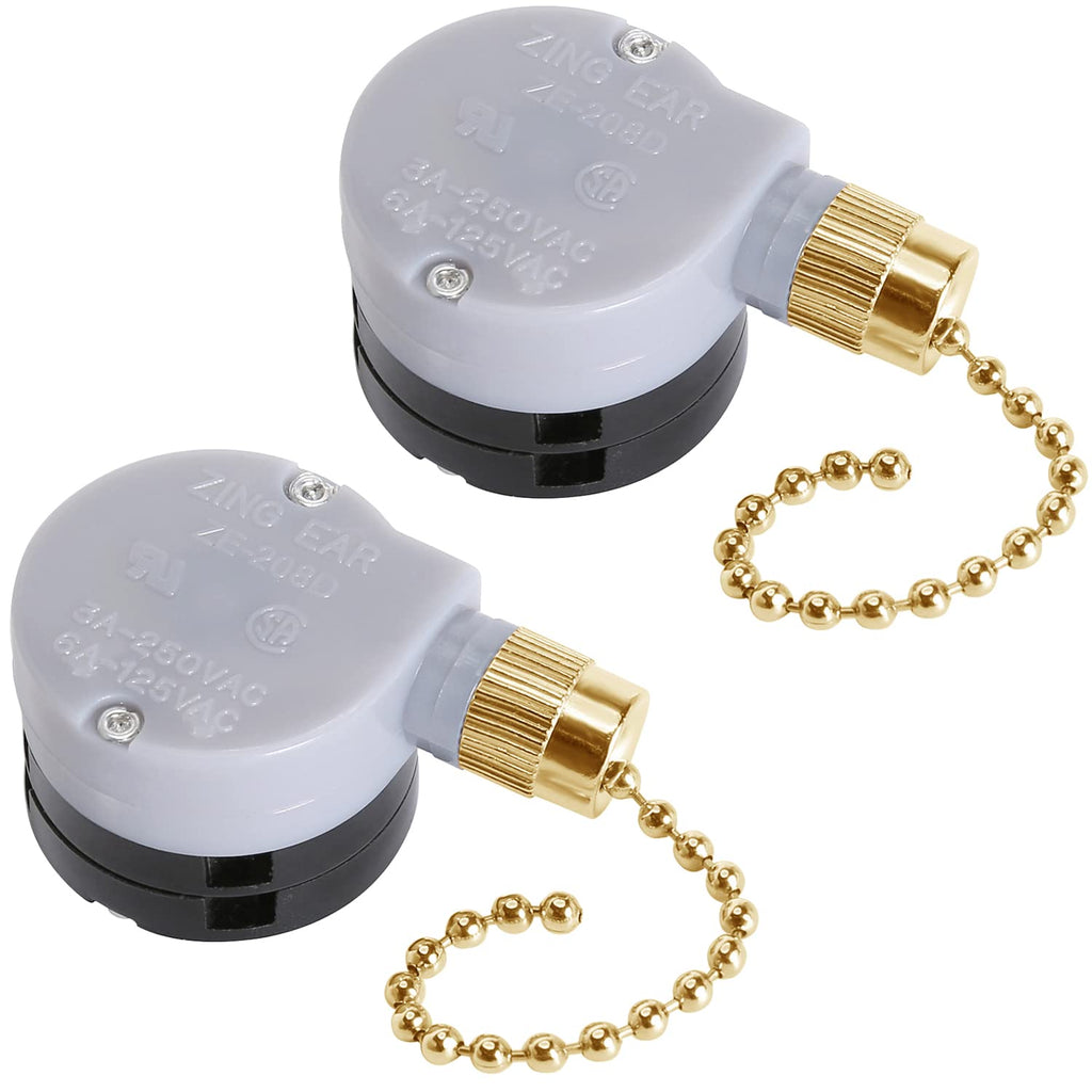 Ze-208D Ceiling Fan Switch 3 Speed 8 Wire, Ceiling Fan Replacement Parts Fan Appliances Accessories Speed Control Pull Chain Switch (Brass) 2pcs Brass - NewNest Australia