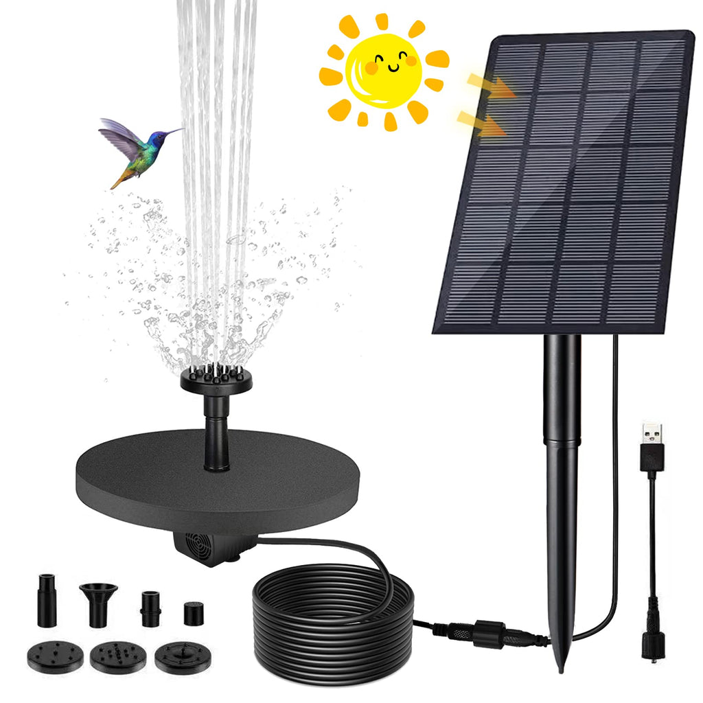 Solar Fountain Pump 2.5W Solar Powered Water Pump with 4 Nozzles with USB Solar Water Pump Outdoor for Bird Bath , Fish Tank, Samll Pond - NewNest Australia