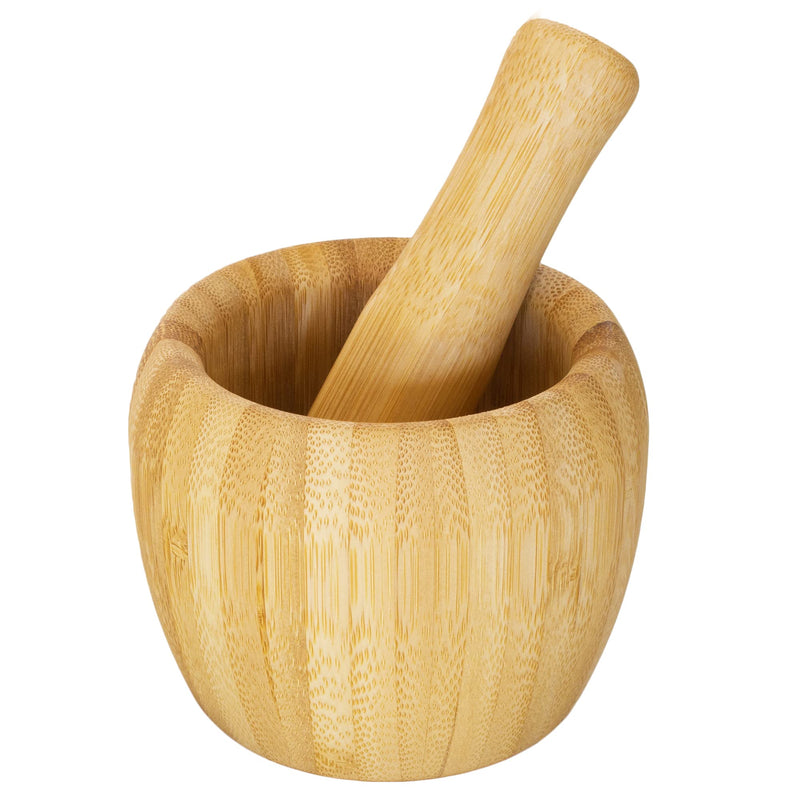 TB Essentials Bamboo Mortar and Pestle Set, 6.75 Ounce Capacity, Perfect for Guacamole, Pesto, Salad Dressing and More - NewNest Australia