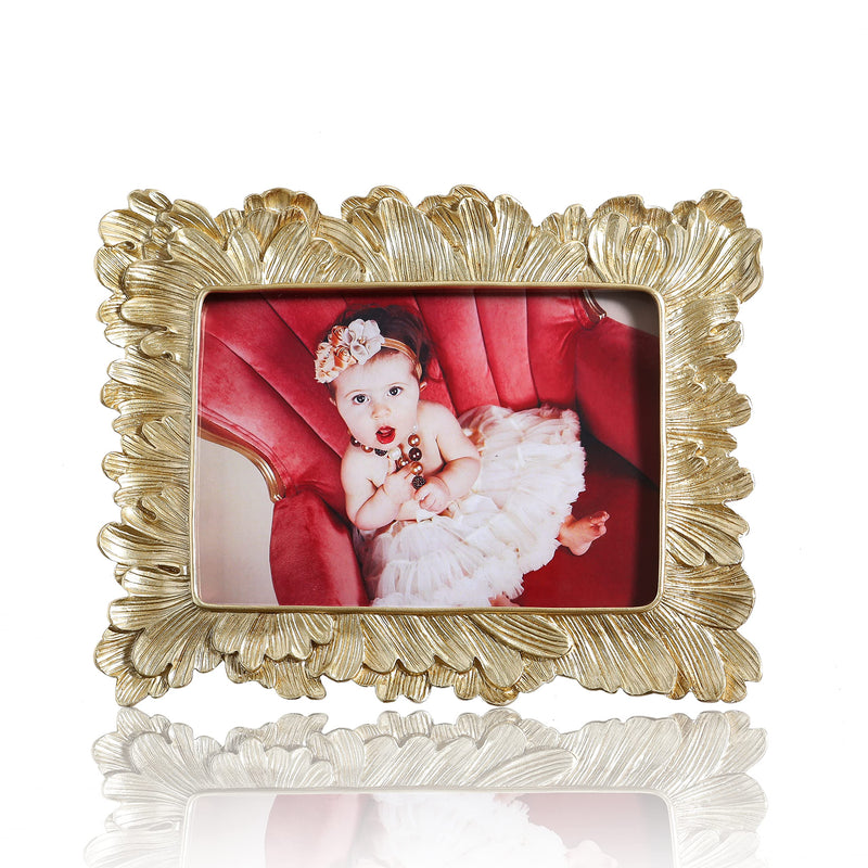 Gold 3.5x5 Vintage Picture Frames ,Yanoayimo Golden High Definition Glass Palm Leaves Elegant Retro European Design ,Antique Picture Frame for Tabletop Stand or Hanging 3.5x5 inch - NewNest Australia