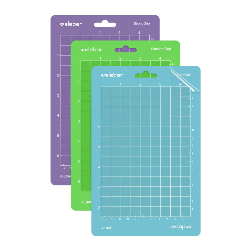 Welebar Variety Cutting Mat for Cricut Joy Machine, 3 Pack 4.5”x6.5” (StandardGrip/LightGrip/StrongGrip), Cutting Mat for Cricut Joy Accessories 4.5''x6.5"-Variety Grip Blue Green Purple, 3 Mats - NewNest Australia