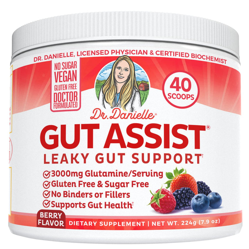 Gut Assist - Leaky Gut Repair Supplement Powder - Glutamine, Arabinogalactan, Licorice Root - Supports IBS, Heartburn, Bloating, Gas, Constipation, SIBO from Doctor Danielle, Berry Flavor - NewNest Australia