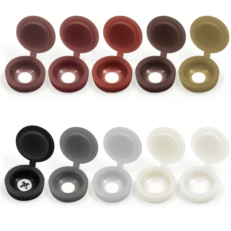 200 Pieces Hinged Screw Cover Caps, Fold Screw Snap Covers Washer Flip Tops, Colorful Screw Cap Covers (10 Colors) 10 colors - NewNest Australia