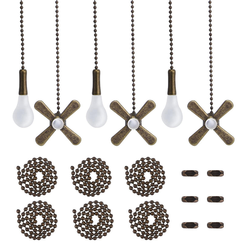 LVOERTUIG 3 Sets Ceiling Fan Pull Chain, Fan Chain Extension Fan Light Chain Extender Beaded Ball Connector, Lamp Pull Chain Ornament, Pull Chain Decorative Fan and Light Pull Chain Set (Bronze) Bronze - NewNest Australia