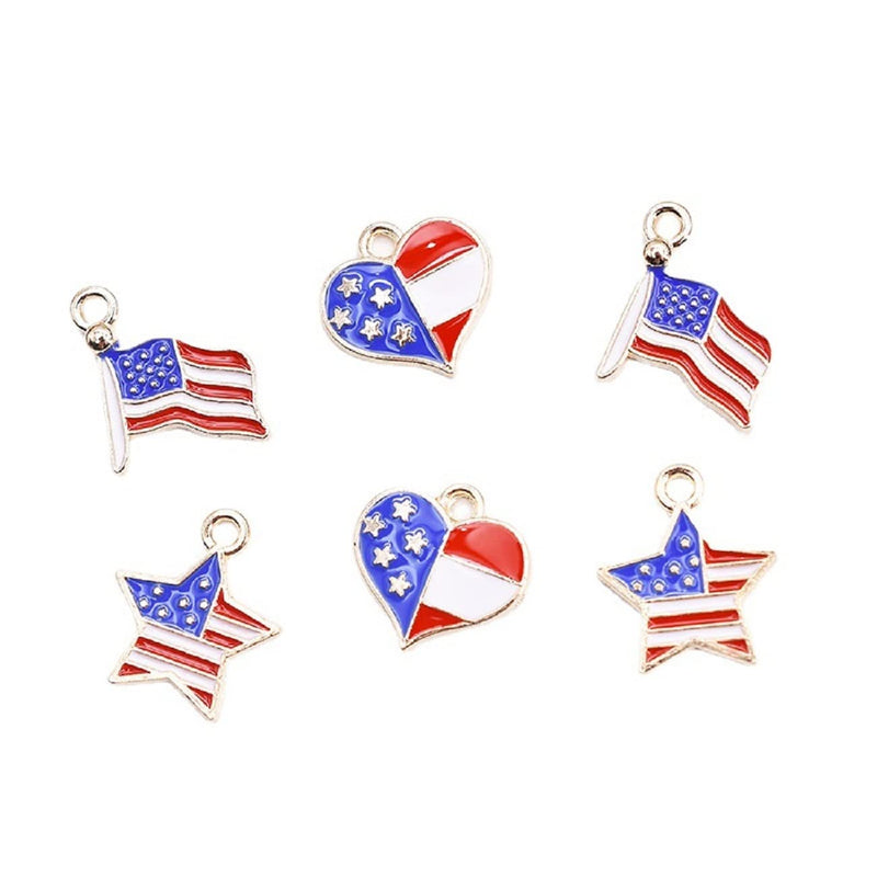 Decoendiy 90pcs American Flag Charms, Alloy Enamel Patriotic Pendant Heart Star Charm Ornament for Independence Day DIY Jewelry Bracelets Necklaces Earrings Making - NewNest Australia