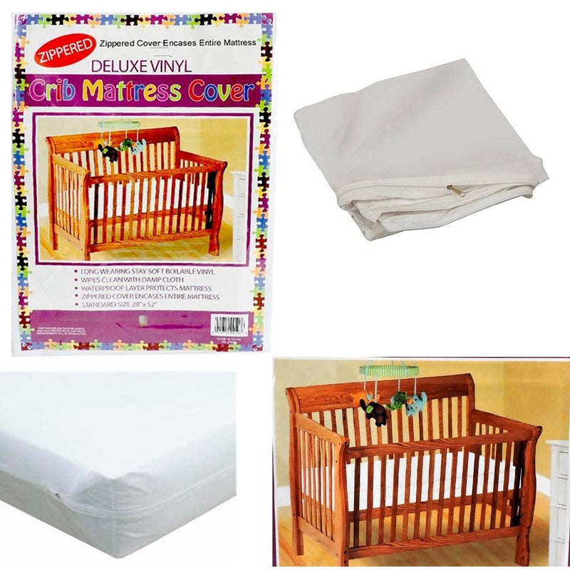 Deluxe Vinyl Zippered Crib Mattress Cover Full Encasement 28" x 52" Standard Size Waterproof - NewNest Australia