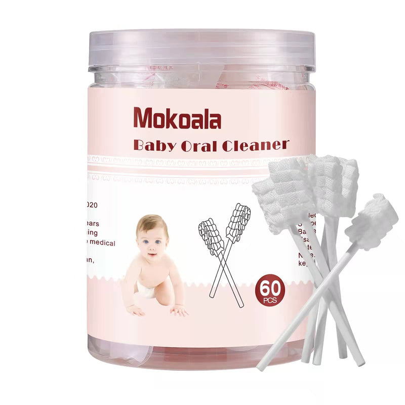 [60-Pack] Baby Tongue Cleaner, Baby Toothbrush, Disposable Baby Mouth Cleaner, Soft Gauze Toohthbrush Newborn Oral Cleaning Stick Dental Care for 0-36 Month Baby - NewNest Australia