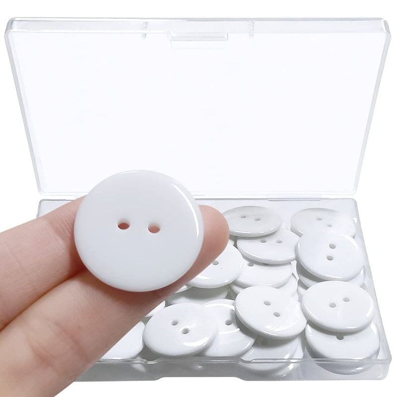 50 Pcs Resin Buttons 2 Hole Buttons for Sewing Round Shirt Button Craft 1inch (White) - NewNest Australia