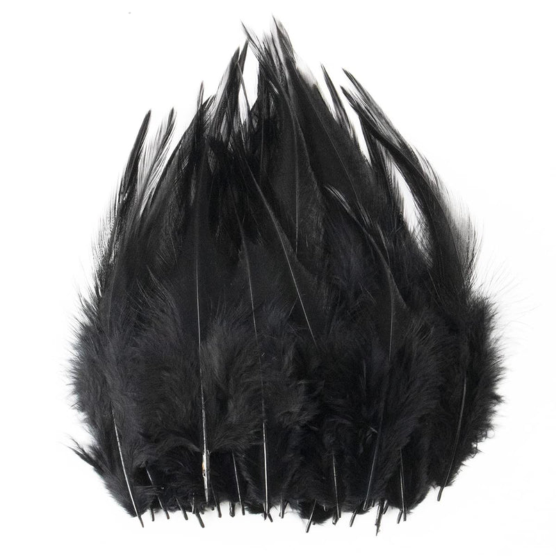 200pcs 5-7 Inches Saddle Hackle Black Rooster Feather for Crafts Natural Pheasant Neck Feathers DIY Pendant Earrings Dream Catcher - NewNest Australia