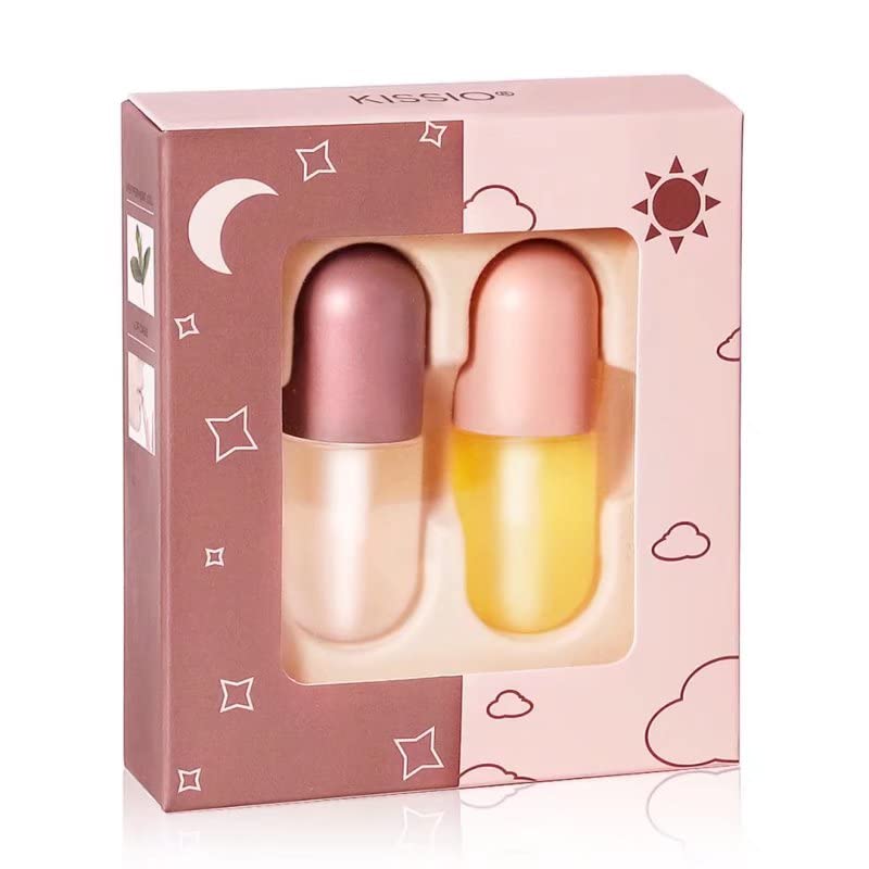 KISSIO Lip Plumper Set,Natural Lip Plumper,Lip Care, Lip Plumper Gloss,Lip Moisturizing Beautiful,Day Ues And Night Ues Set(2PCS) 01#Pink - NewNest Australia