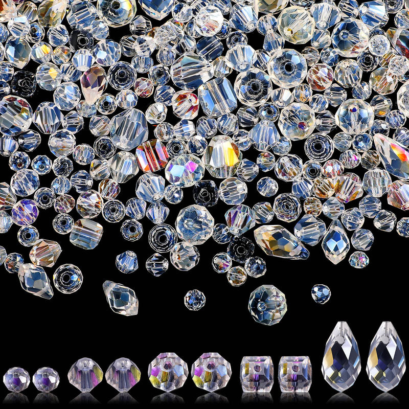 1280 Pieces Assorted Crystal Rondelle Light AB Beads Drilled Gemstone Loose Beads Clear Crystal Glass Beads for Crafts Faceted Beads Shiny Beads for Jewelry Making DIY Necklace Bracelet Earring Kit - NewNest Australia