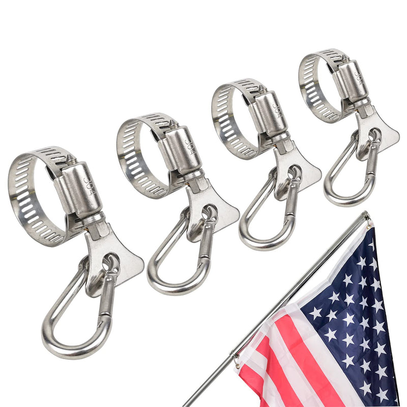 Flag Clips with Carabiner Flag Pole Clips Mount for Grommet Flag Pole Stainless Steel Flag Clamp Holder for Boat, Bike, Vehicle, Truck, ATV, UTV, House, Garden Flag Pole - NewNest Australia
