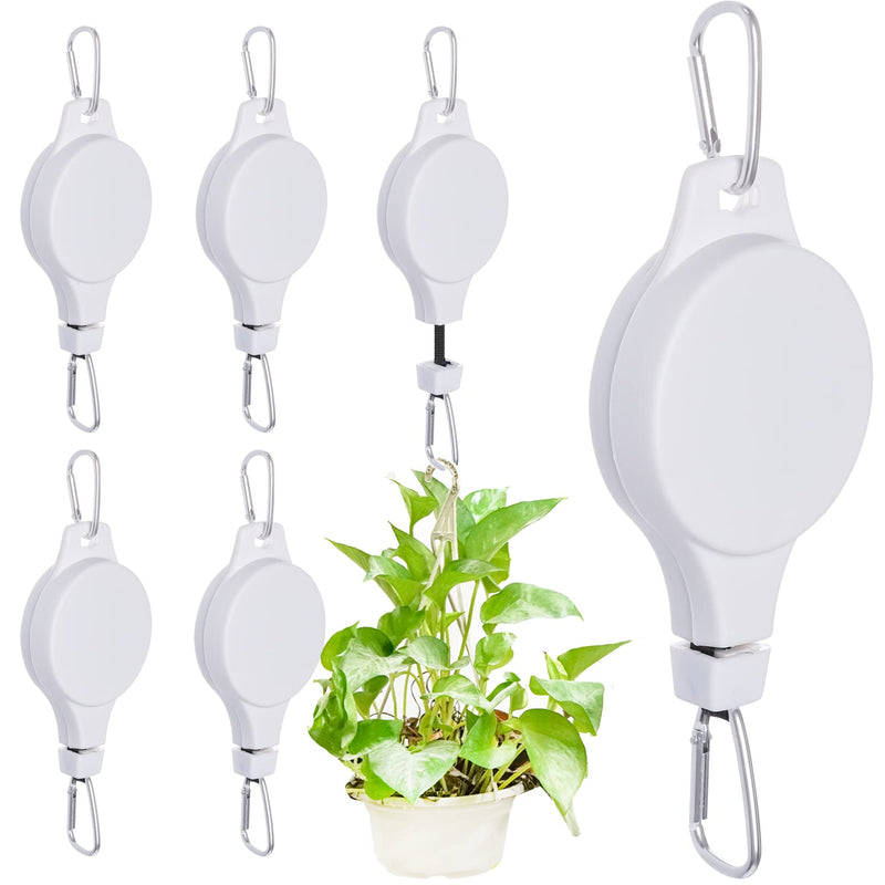 Haakong 6 Pack Plant Pulley Retractable Hanger, Easy Reach Plant Pulley Adjustable Height Wheel for Hanging Plants Heavy Duty Indoor Outdoor Plant Hanger for Garden Baskets Pots & Birds Feeder - White - NewNest Australia