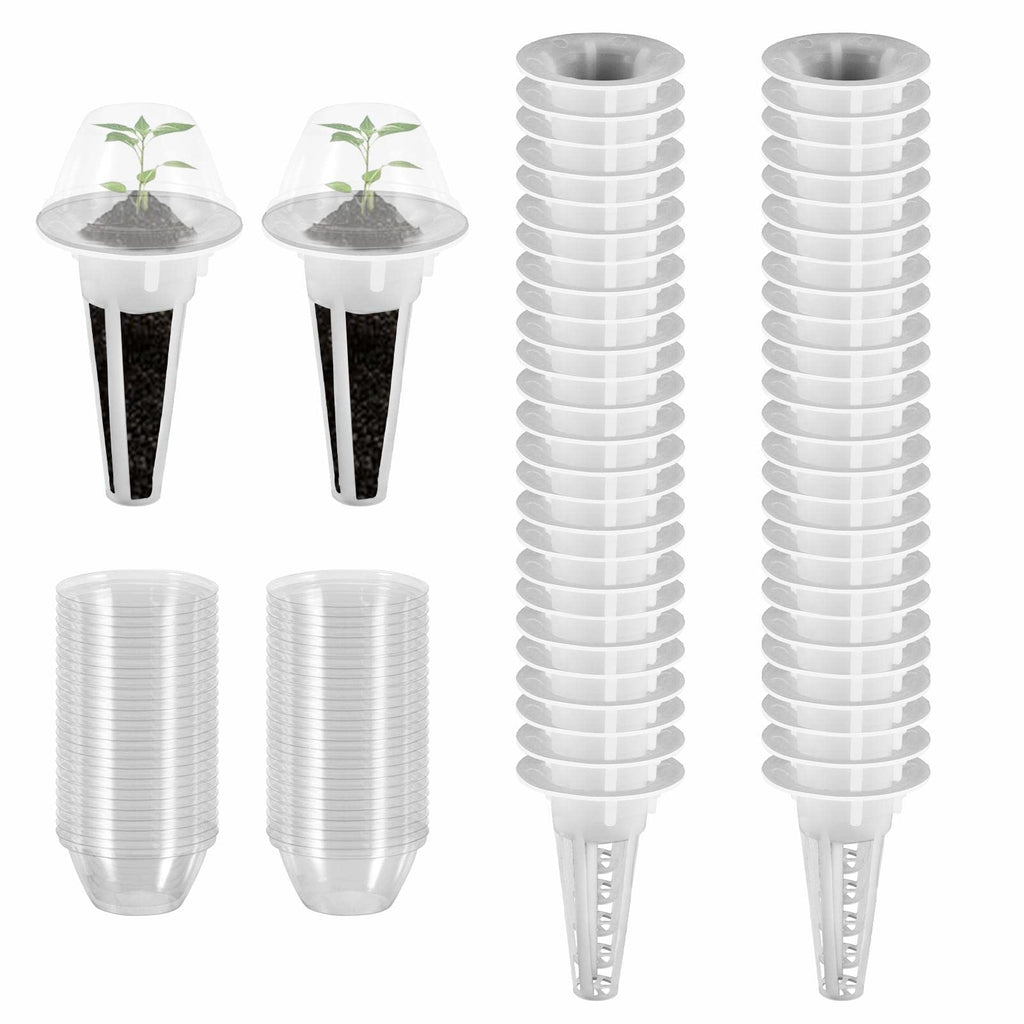 50 Sets Hydroponic Grow Basket, Plant Pod Kit Plant Growing Container with Transparent Insulation Domes, Replacement Grow Baskets, Hydroponic Garden Accessories(Size:4.4x1.3x6.5cm) 4.4x1.3x6.5cm - NewNest Australia