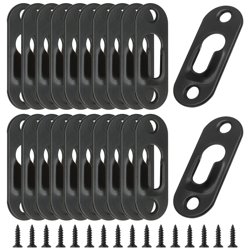 Litoexpe 30 Pcs Single Keyhole Hangers Hanging Plate with 60 Pcs Screws, 43mm x 16mm Metal Keyhole Hanging Fasteners Brackets for Frame Mirror Picture (Black) Black 30Pcs - NewNest Australia