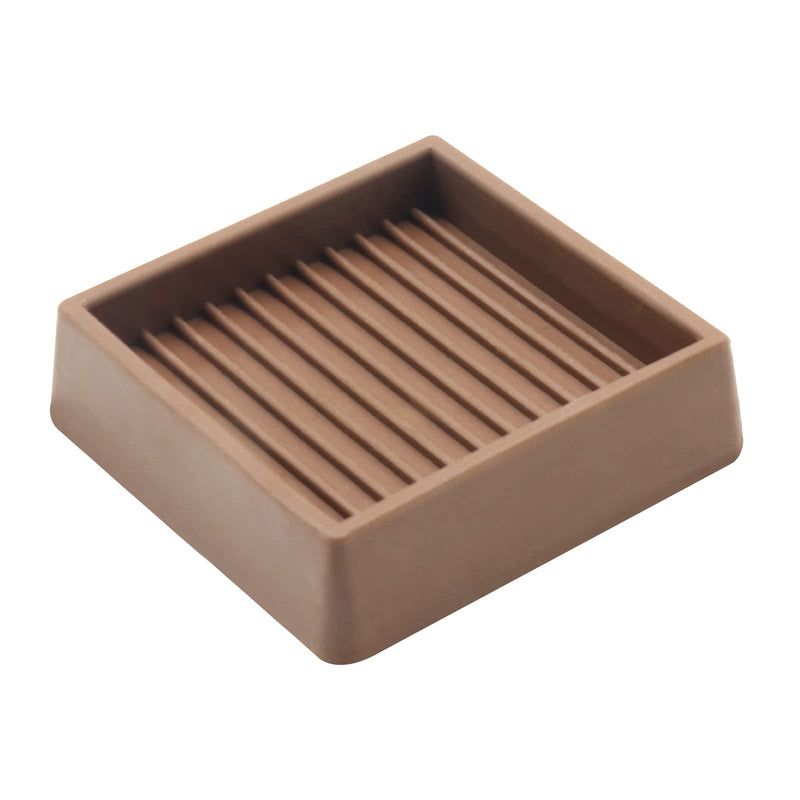 VOCOMO 2X2 Square Rubber Furniture Caster Cups with Anti-Sliding Floor Grip - 4 Pack 2“ x 2”-Brown - NewNest Australia