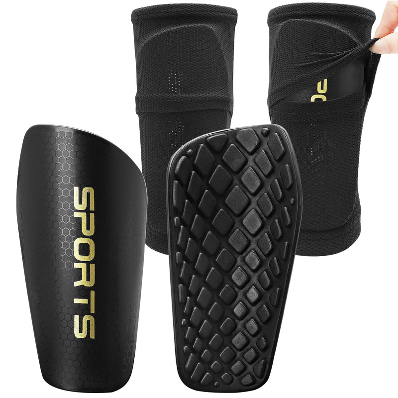 Shin Guards Soccer Youth, Shin Guards Kids with Upgraded Non-Slip Pockets Sleeves, Breathable Child Calf Cushioning Protective Gear for 3-15 Years Old Boys Girls Kids Teenagers black Large - NewNest Australia