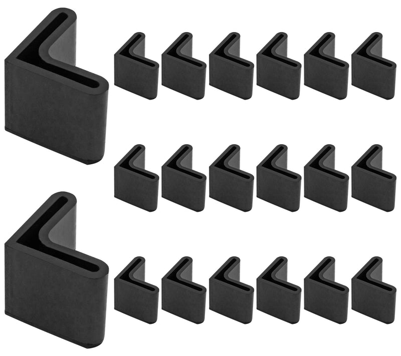 Bivethoi 20 PCS 1 Inch / 25mm Rubber Caps Angle Iron End Caps, L Shaped Rubber Covers Furniture Angle Iron Foot Pads, Shelf Feet Pad Rubber Bed Frame Cover Rack Floor Protector for Shelves (Black) 1 x 1 Inch / 25mm x 25mm - NewNest Australia