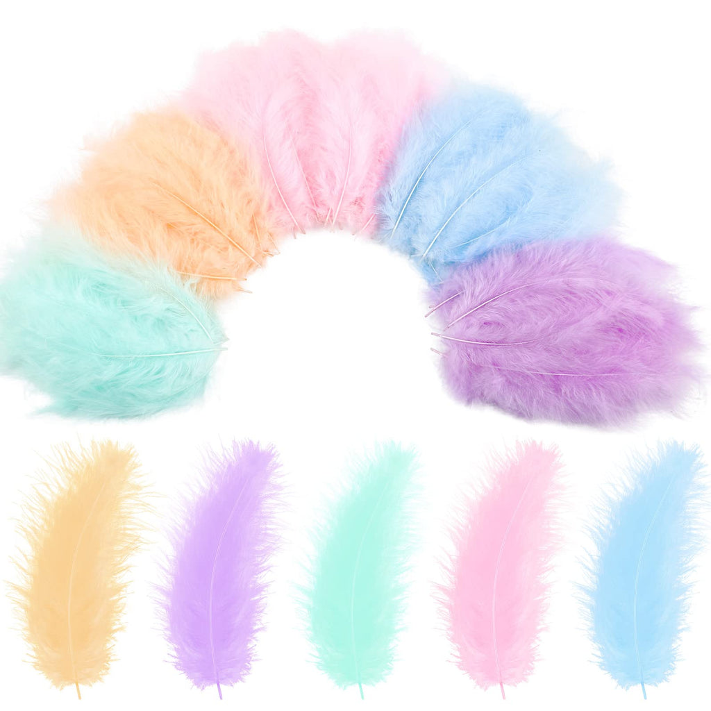 300 Pcs Colorful Feathers for DIY Craft Assorted Soft Native Feathers Crafts Feathers Decoration for Carnival Mardi Gras Party Costume Feather Mask, Wind Bell, 3.94-5.91 Inches (Macaron Color) Macaron Color - NewNest Australia