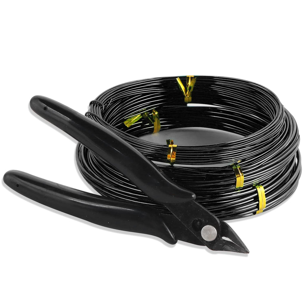 Sanlykate Bonsai Wire Tool Kit with Cutter, 3 Roll Tree Training Wires 98 Feet Total, 1.0mm, 1.5mm, 2.0mm Anodized Aluminum Wire Set, Hold Plant Branches Trunks - Black 1.0mm 1.5mm 2.0mm 3 Rolls Black 98 Ft, WITH Cutter - NewNest Australia