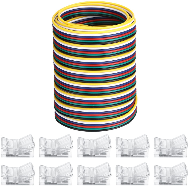 10 Packs 6 Pin 12 mm Solderless LED Strip Connector, Transparent Track Lighting Connectors, Wire Strip Lights, 16.4 Feet LED Strip for LED Pin Connector - NewNest Australia