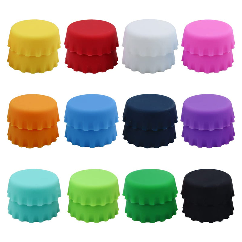 LEEFONE 24 PCS Silicone Rubber Bottle Caps, 12 Colors Reusable Beer Caps for Home Brewing Beer, Soft Drink, Wine Bottle, Beer Bottle, Soda Bottles Kitchen Gadgets - NewNest Australia