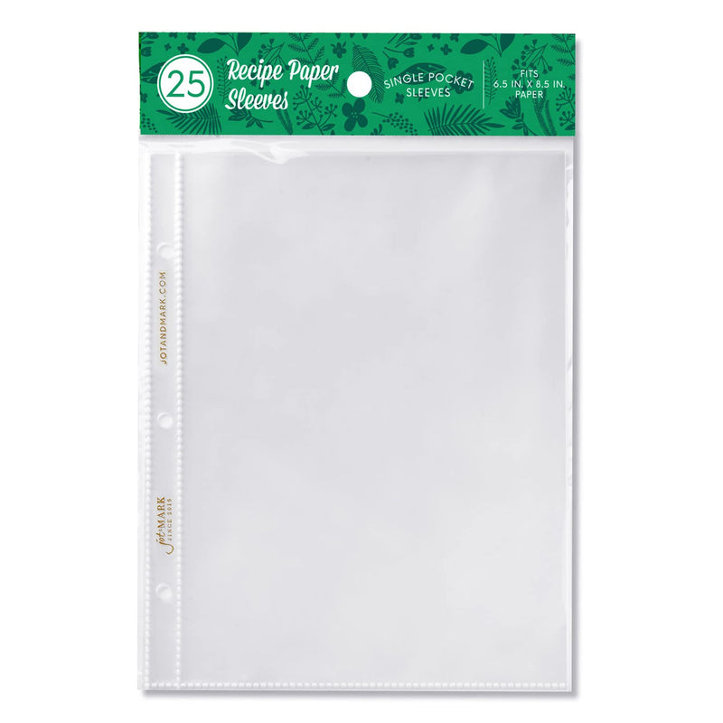Jot & Mark Recipe Page Protector Sleeves for 3 Ring Binder 8.5x9.5, 25 Count 8.5" x 9.5" 1 Pocket - NewNest Australia
