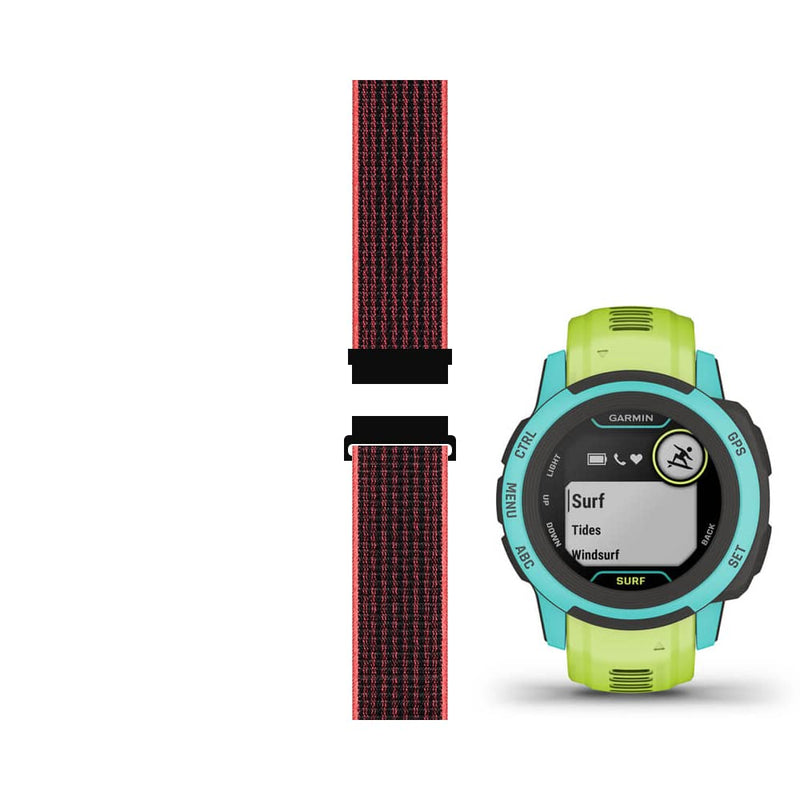 LuxuryJOY Sport Mesh Strap compatible with Garmin Instinct 2/2S (Solar/Standard/Camo/Tactical/Surf/Dezl) Smartwatch Replacement Bands Quick Release Wristband (20mm) 21# Pink/Black (Instinct 2S) Medium (5.5-7.6") - NewNest Australia