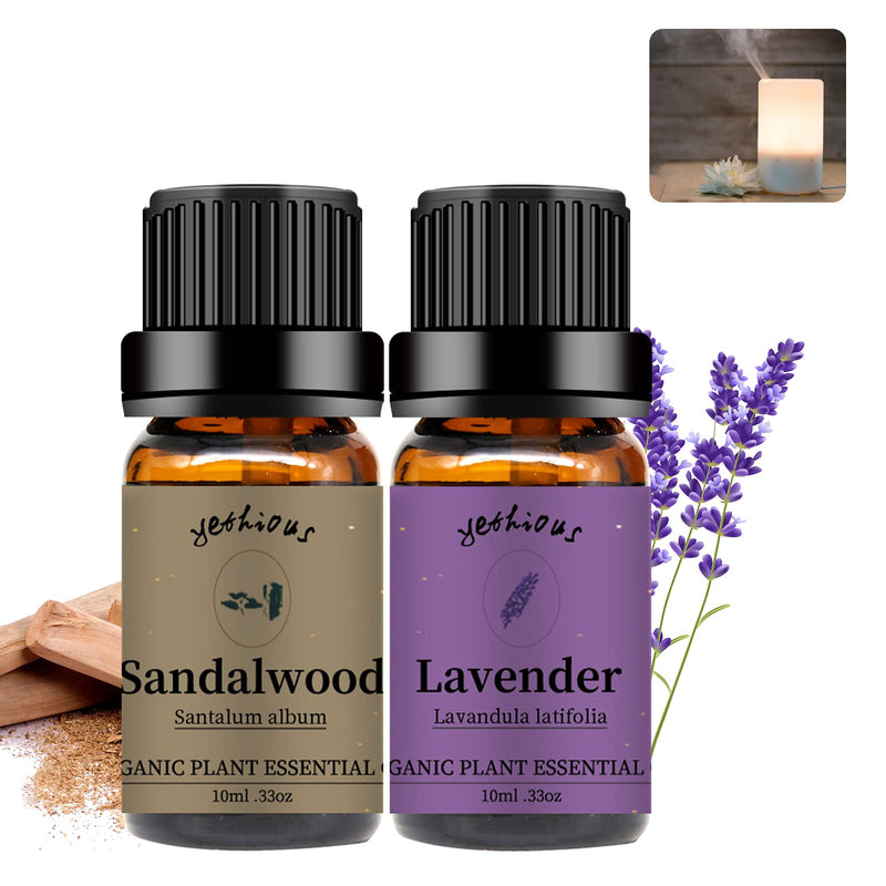 yethious Lavender Essential Oil Bundle with Sandalwood Essential Oil Pure Organic Plant Oils for Diffuser Aromatherapy Gift Oils - NewNest Australia