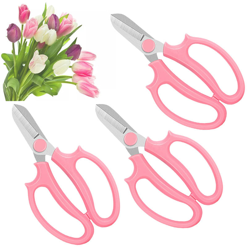3 Pcs Garden Scissors Floral Shears,Professional Floral Scissors with Comfortable Grip Handle,Premium Garden Pruning Shears for Plants Trimming and Fruit Picking Trimming,Pink - NewNest Australia