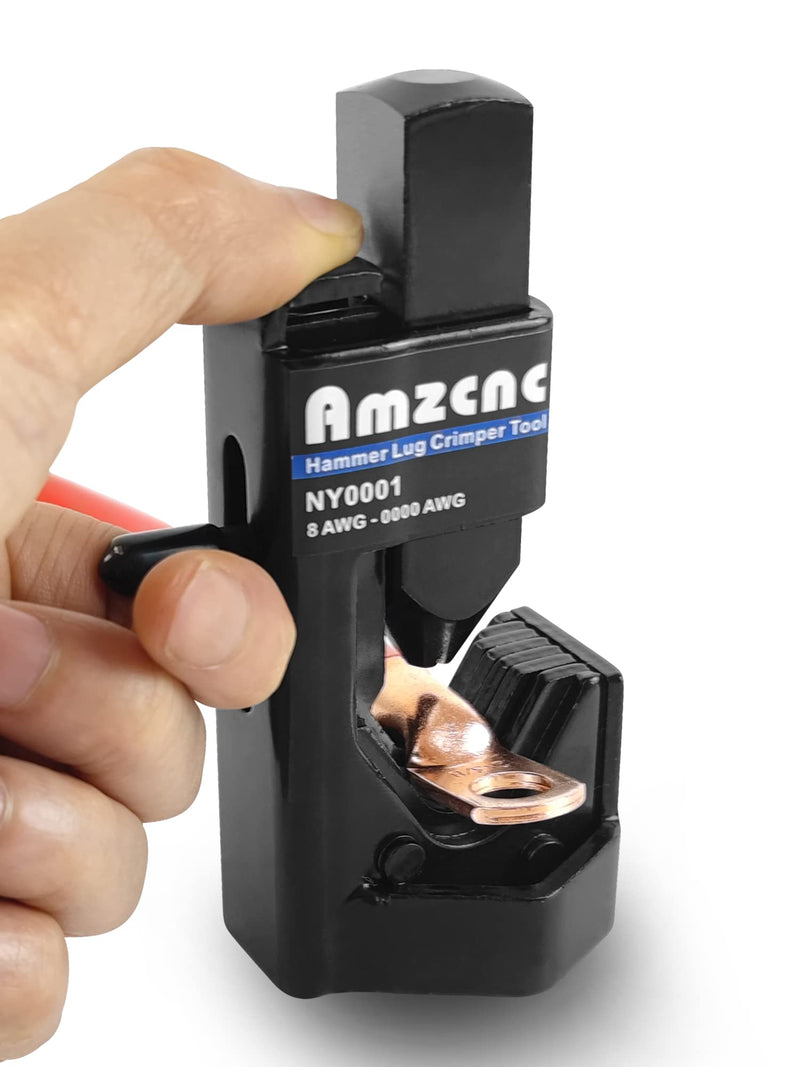 AMZCNC Hammer Lug Crimper Tool with holes for bench mounting (Crimps Battery and Welding cables 8 AWG TO 4/0 Wire Gauge) Hammer Crimper Tool - NewNest Australia