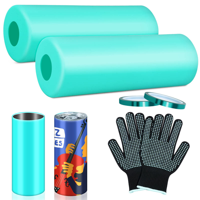 Hysagtek 2 x Silicone Wraps for Seamless Sublimation Tumblers 20oz Silicone Sublimation Wrap Silicone Band Sleeve for Straight Blanks Cup with Gloves, Transfer Tape for Sublimation Tumbler Heat Press - NewNest Australia