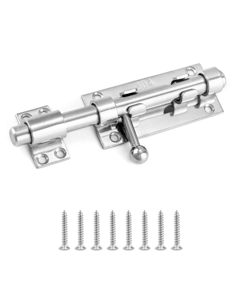QWORK Sliding Bolt Gate Latch, 6.3" (Thick 3/32") 304 Stainless Steel Heavy Duty Thickened Barrel Bolt with Padlock Hole, Interior Door Latches Brushed Finish - NewNest Australia