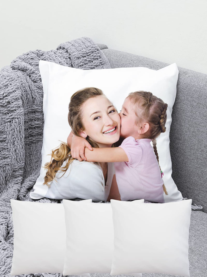 Sublimation Blanks Throw Pillowcase Heat Transfer Cushion Covers with Invisible Zippers for DIY Printing Sofa Coach Decor White 4pcs 17.7”x17.7” Polyester No Pillow Insert 17.7"x17.7" 4 Pack - NewNest Australia