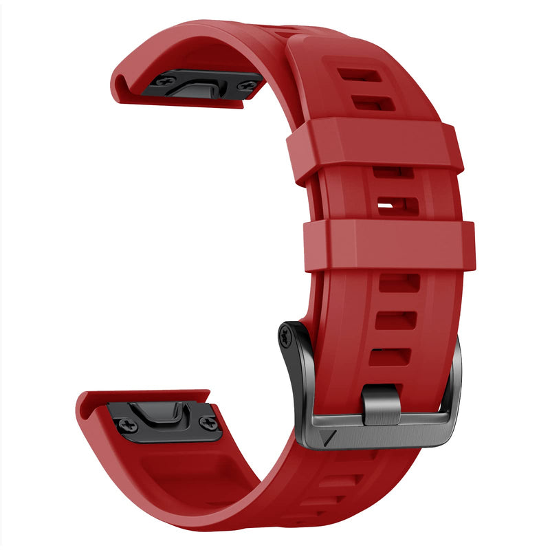 ANCOOL Compatible with Garmin Fenix 7 Band, 22mm Easy-fit Sport Strap Silicone Watch Band Replacement for Fenix 6/Fenix 5/Fenix 5 Plus Smartwatch Red - NewNest Australia