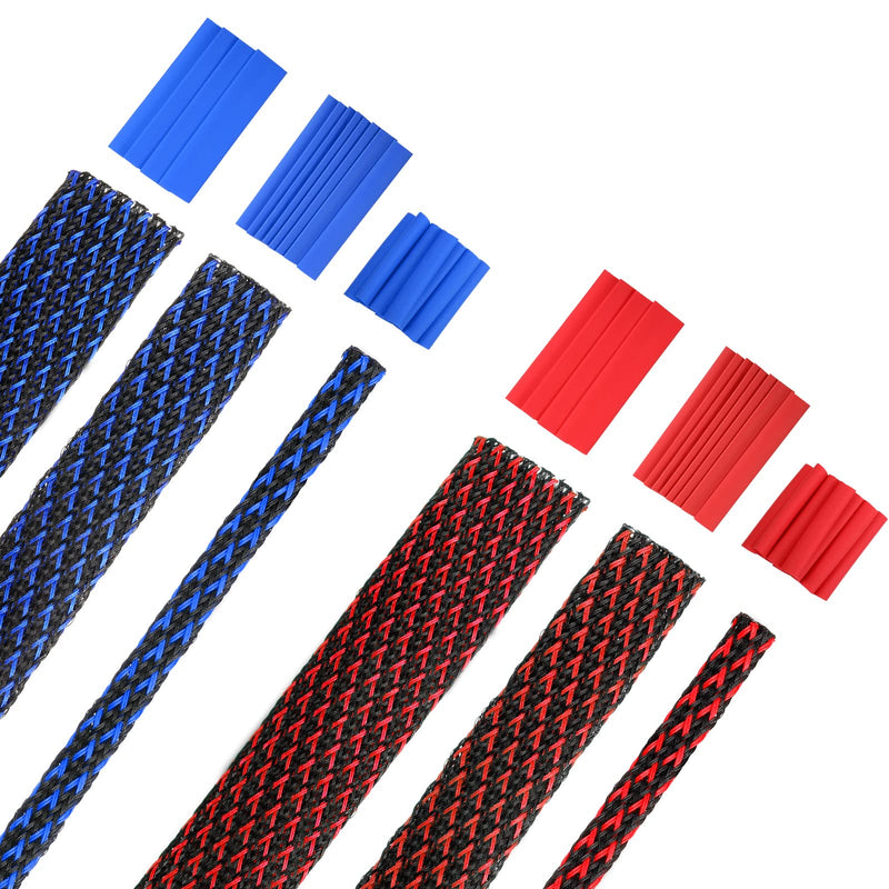 6 Rolls of 16 ft Wire Loom Braided Cable Sleeve with 127 Pieces Heat Shrink Tube for Audio Video and Other Home Device Cable Automotive Wire (Red, Blue and Black,1/2 Inch, 1/4 Inch, 3/8 Inch) 1/2 Inch, 1/4 Inch, 3/8 Inch Red, Blue and Black - NewNest Australia