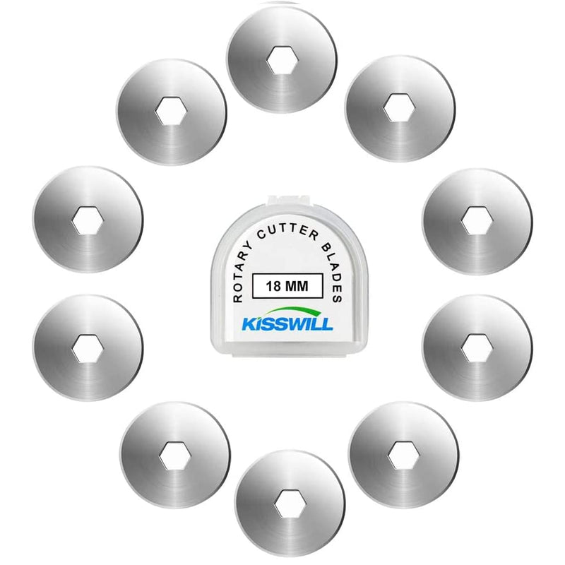 KISSWILL 18mm Rotary Cutter Blades 10 Pack, Fits OLFA Rotary Circle Cutter Replacement for Quilting Scrapbooking Sewing Arts&Crafts, Sharp and Durable (18MM) - NewNest Australia