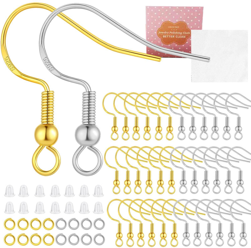2 Colors Earring Hooks,300 PCS Earring Making Kit, Hypoallergenic Earring Hooks for Jewelry Making（White+Gold） - NewNest Australia